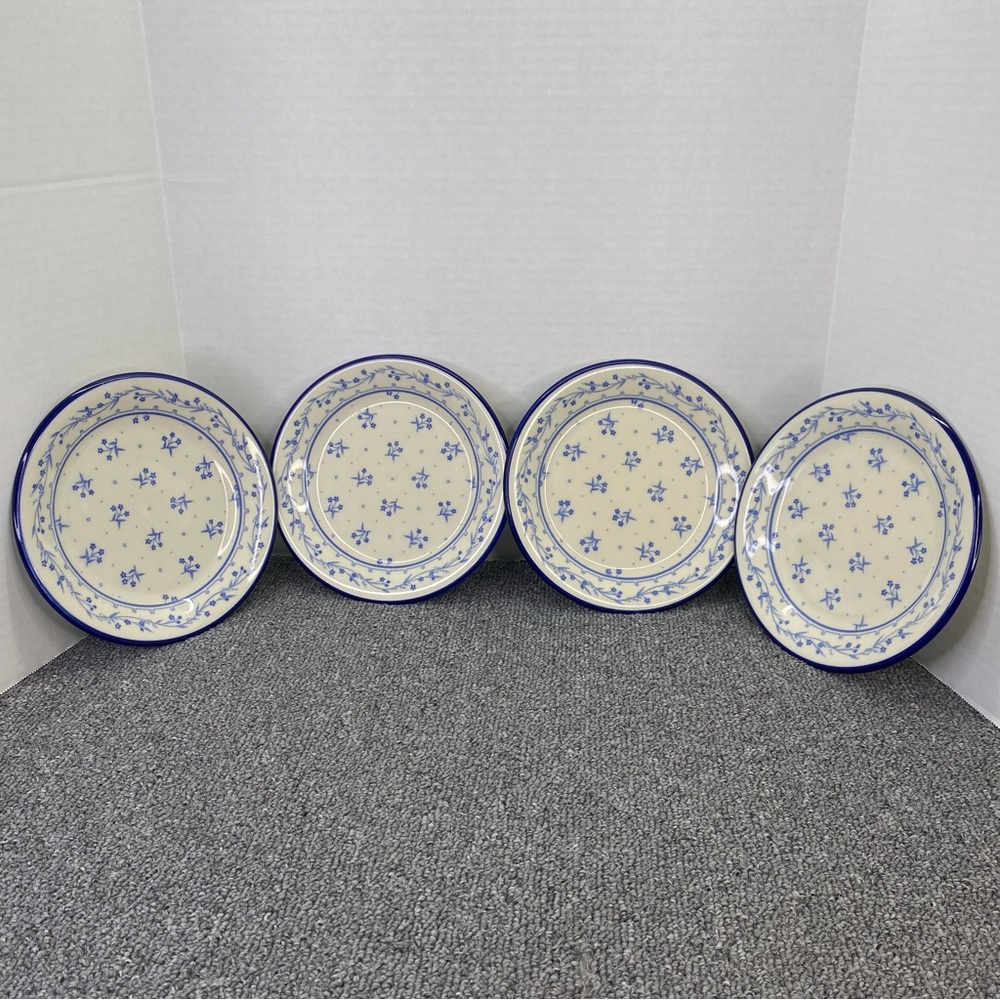 VTG Sango Provence Ceramic 4 Plate Set 260 Bouquet Blue Pattern Made In Japan 80